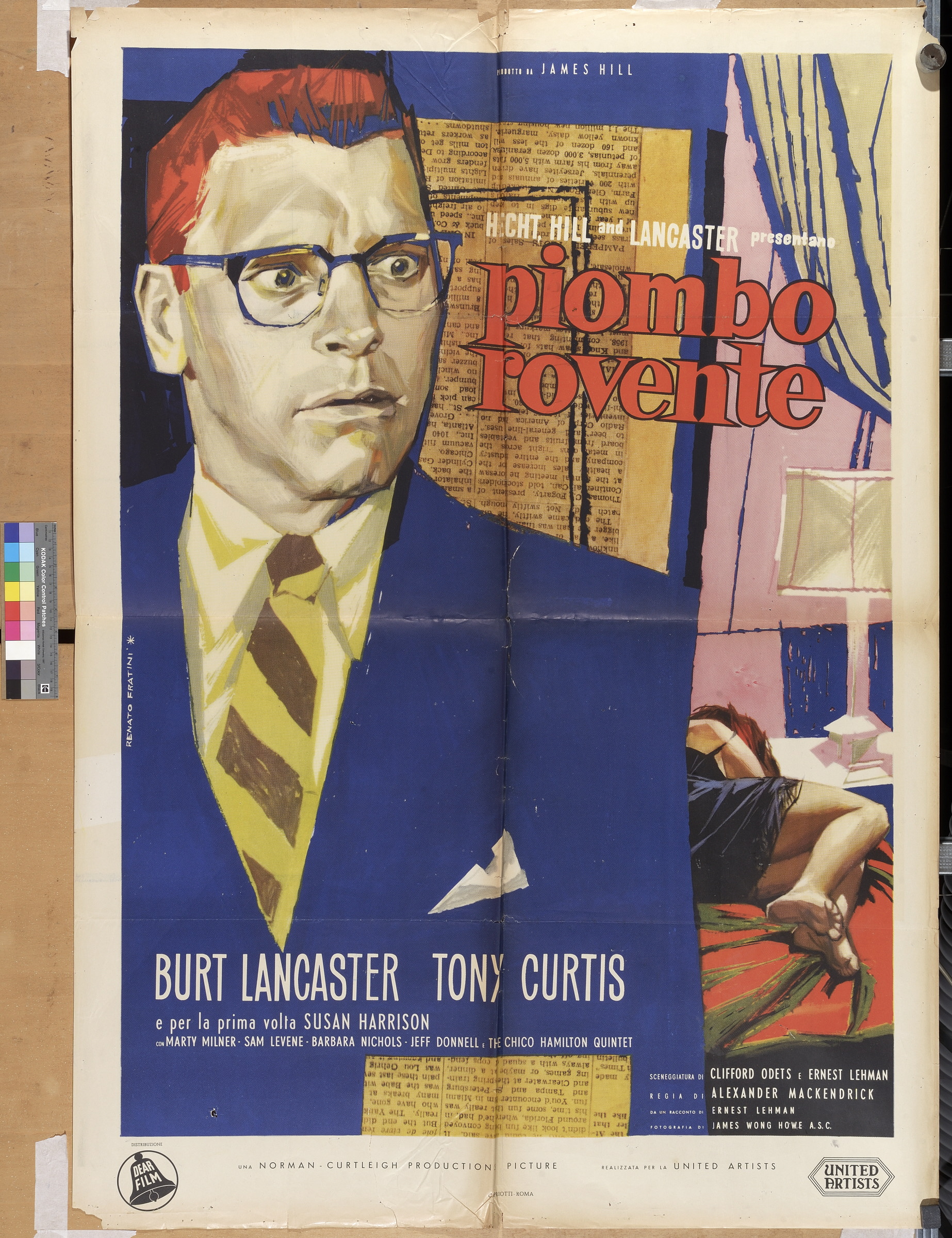 ritratto di attore in interno con figura femminile (manifesto) di Fratini Renato (XX)