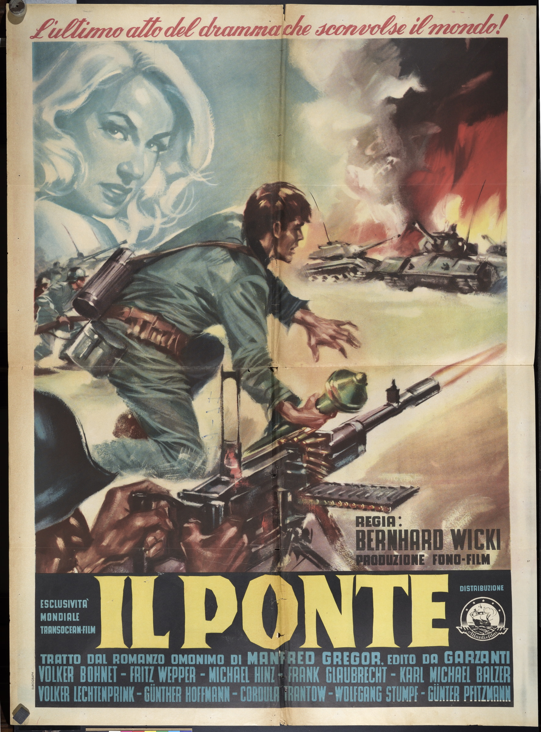 scena di guerra con soldati, carri armati, armi da fuoco e ritratto femminile (manifesto) - ambito italiano (XX)