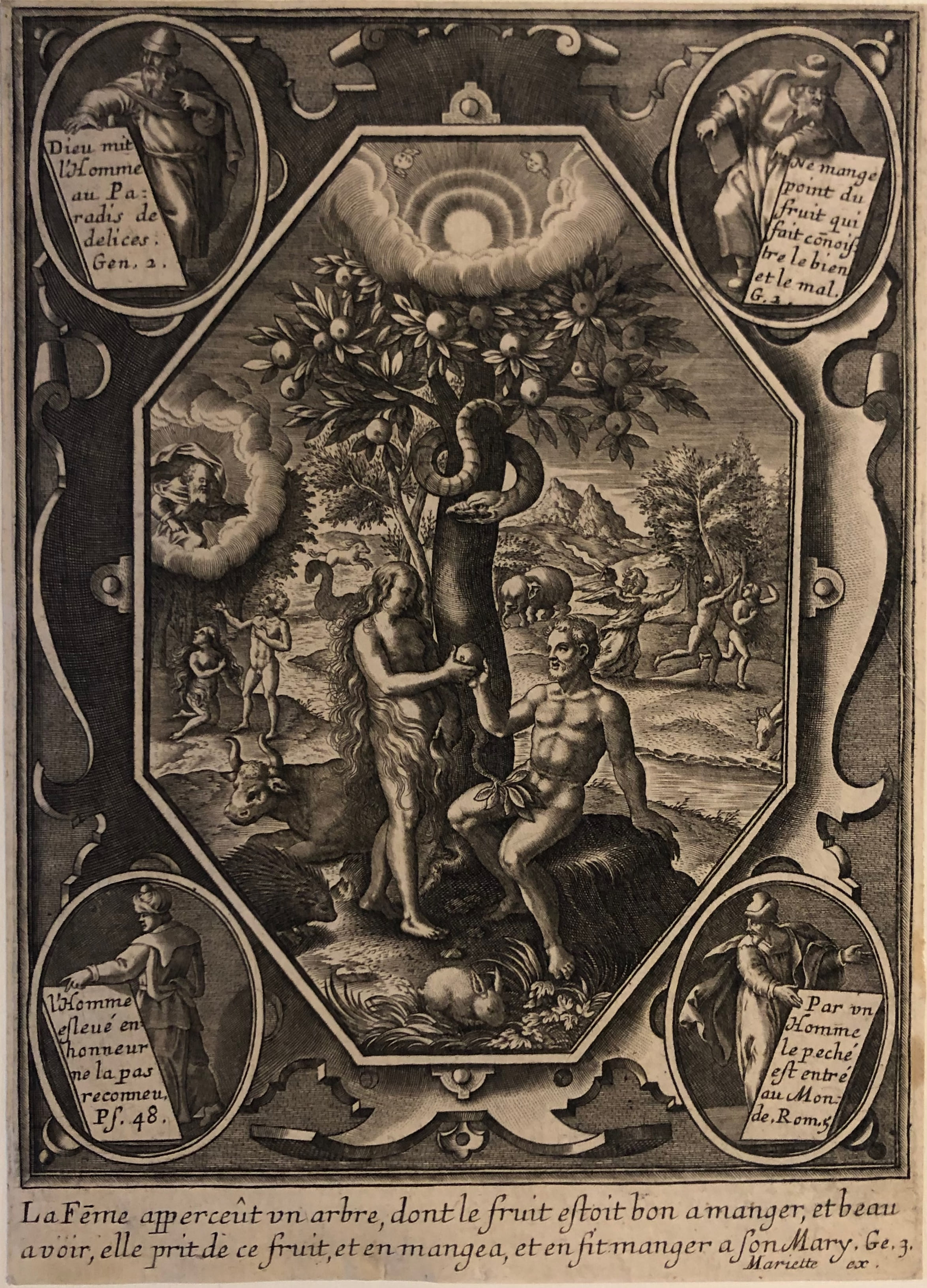 Adamo ed Eva (stampa) di Leu Thomas de (attribuito) - ambito francese (sec. XVIII)