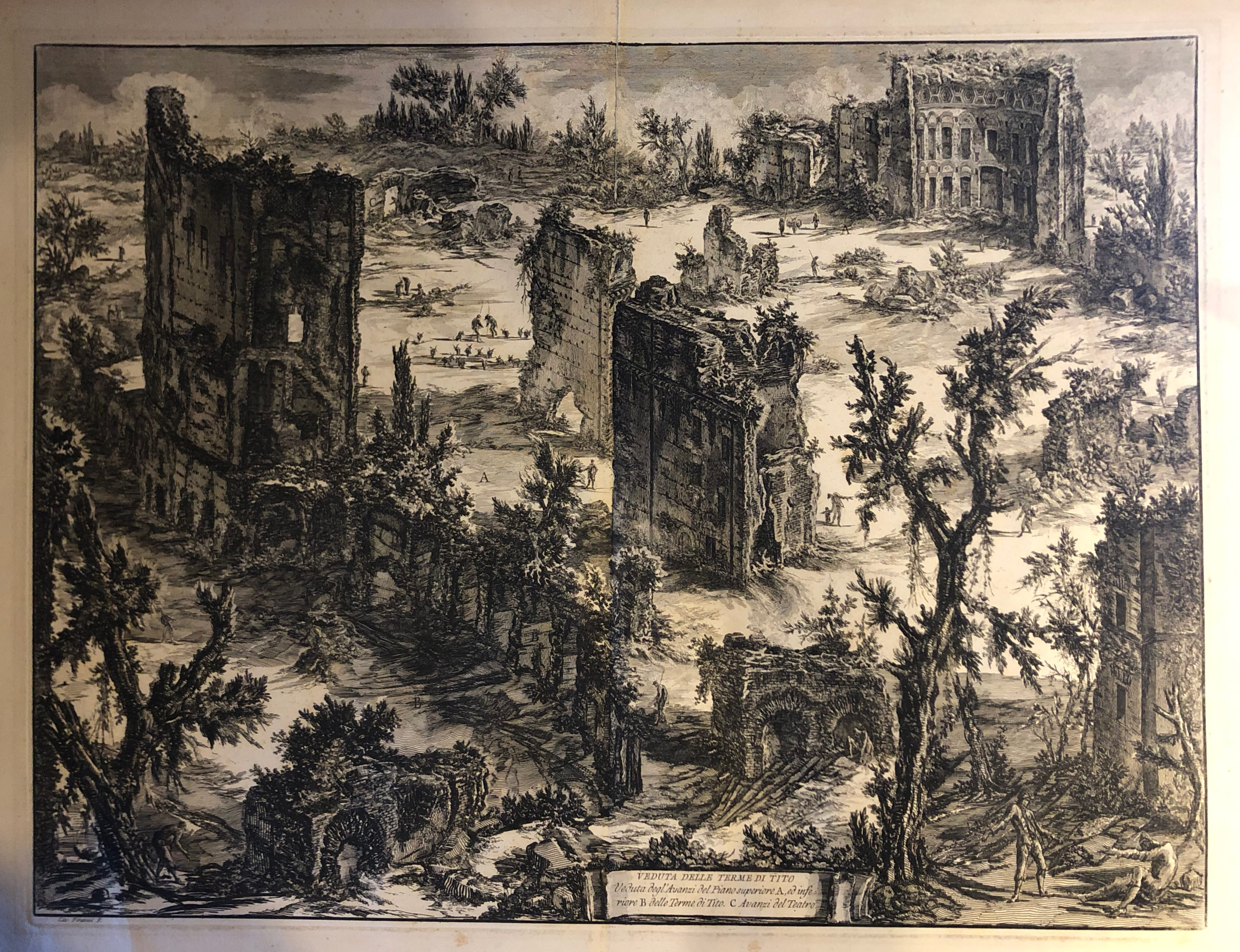 Veduta delle Terme di Tito, Veduta delle Terme di Tito (stampa) di Piranesi Giovanni Battista - ambito italiano (sec. XVIII)