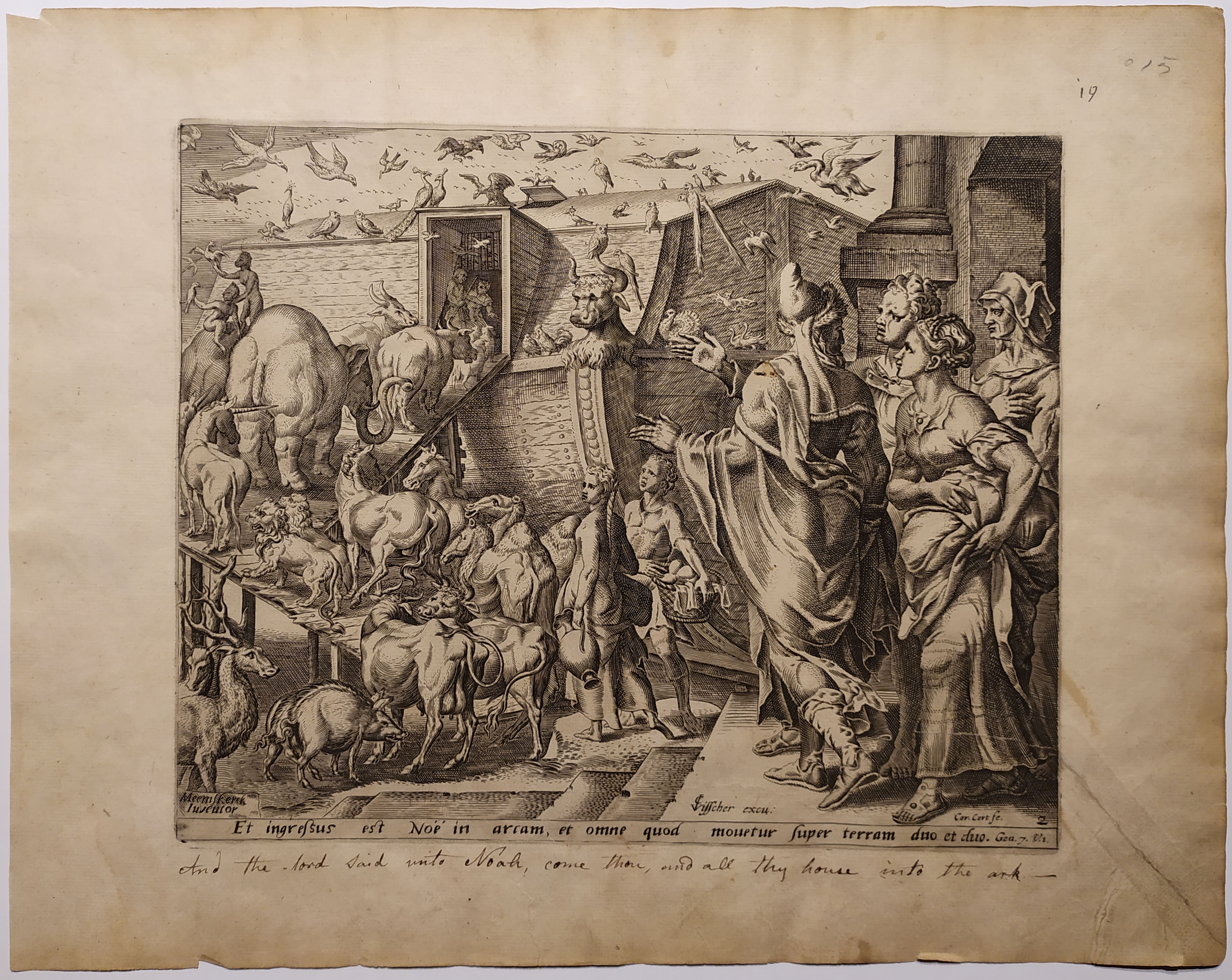 Ingresso degli animali sull'arca di Noè (stampa) di Cort Cornelis - ambito tedesco (sec. XVI)