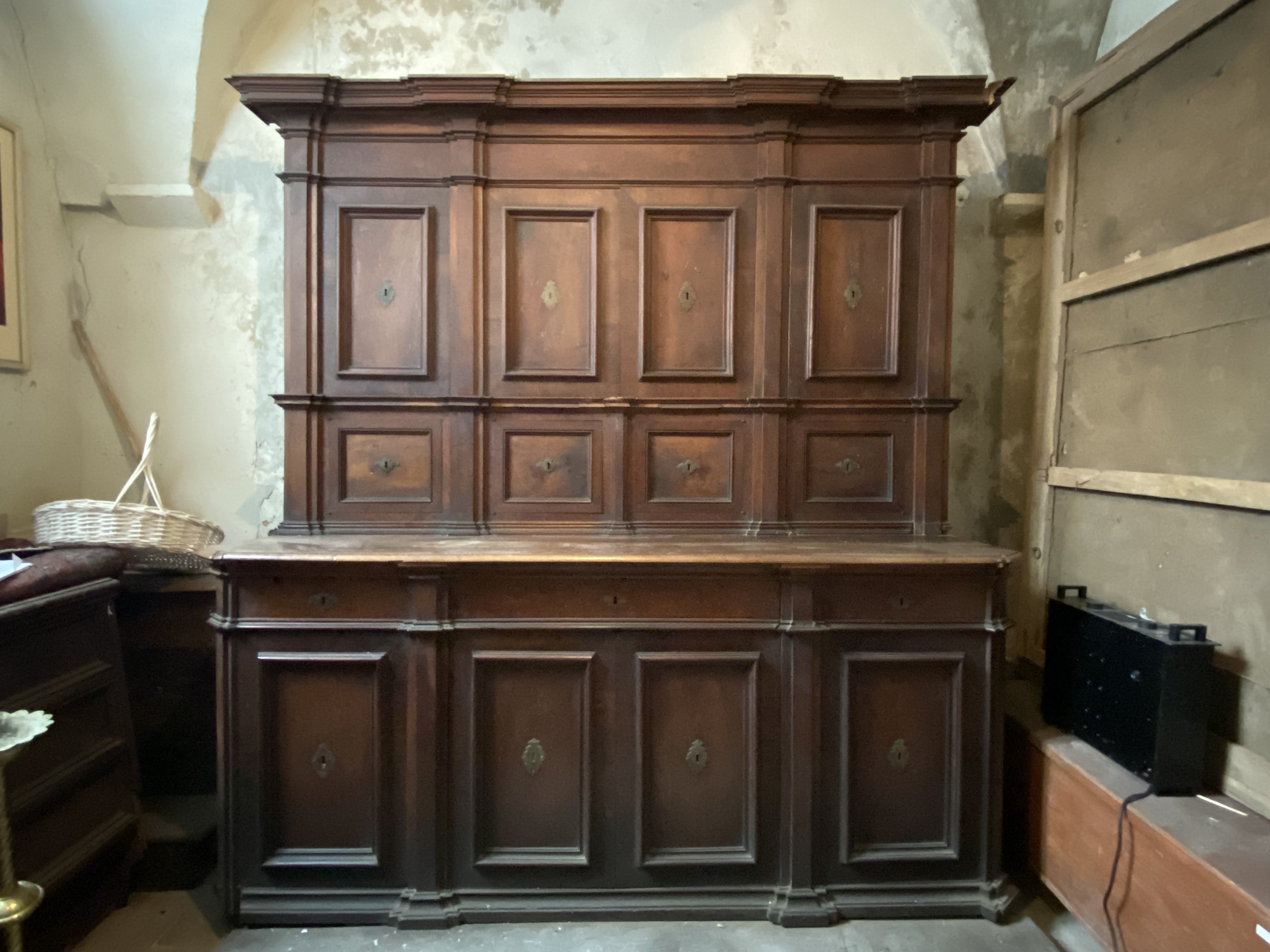 credenza a due corpi, opera isolata - bottega umbra (sec. XVI)