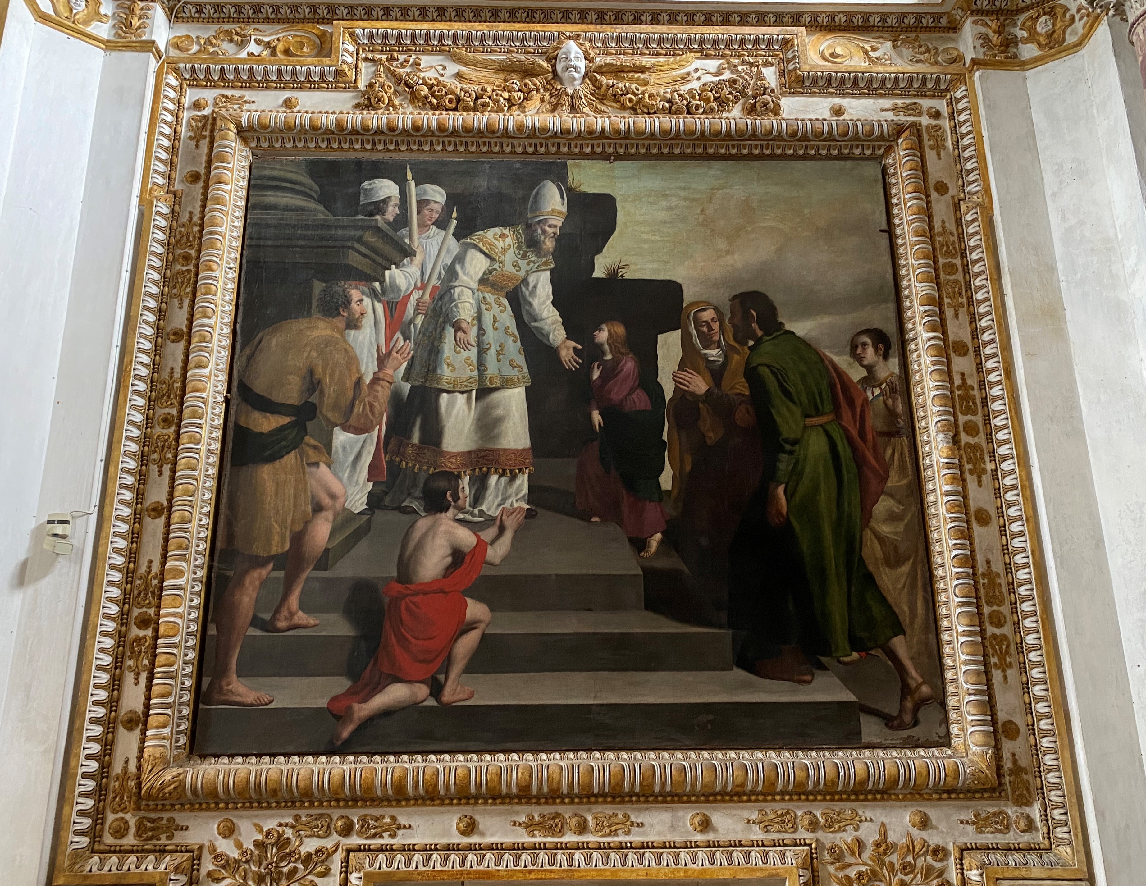 Presentazione di Maria Vergine al tempio (dipinto, opera isolata) di Polinori Andrea (primo quarto sec. XVII)