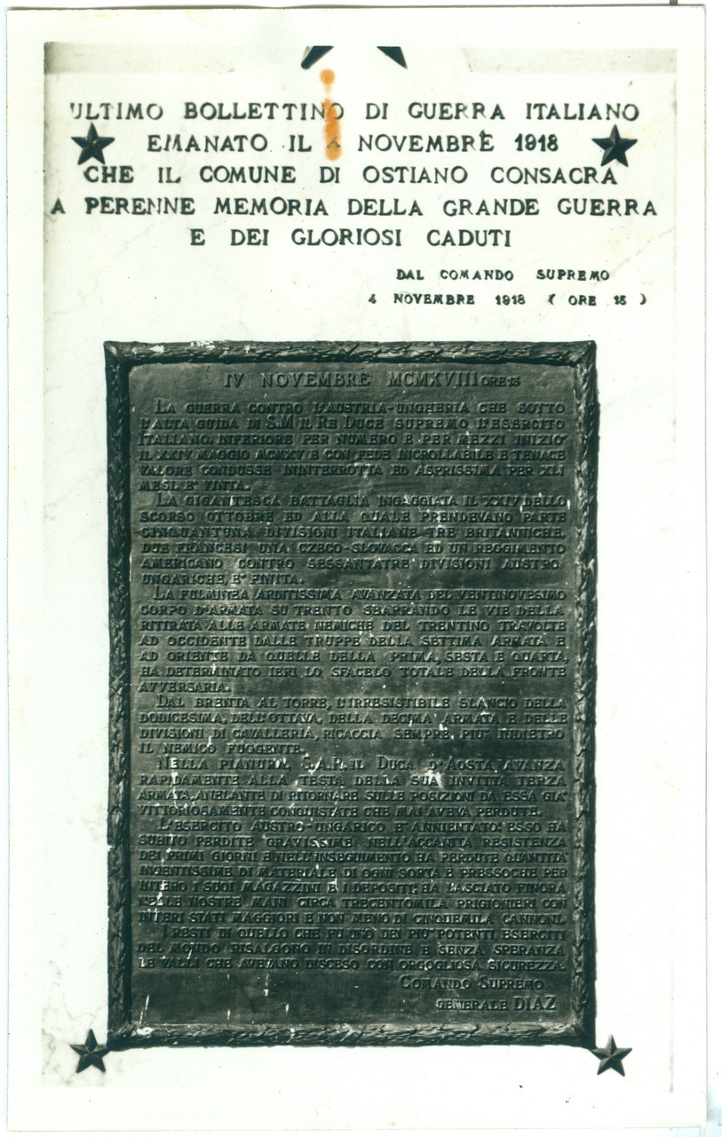 Scultura - Monumenti commemorativi - Targhe - Guerra mondiale 1914-1918 (positivo) di Anonimo (XX)