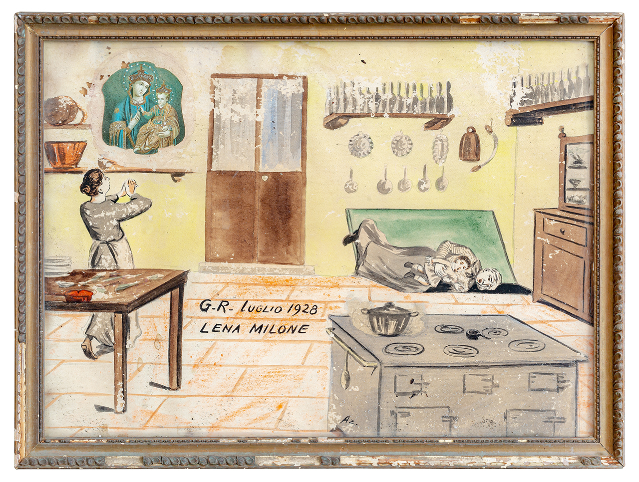 Intercessione della Madonna della Consolata dopo un incidente domestico (ex voto, opera isolata) di Azeglio (anni venti XX)