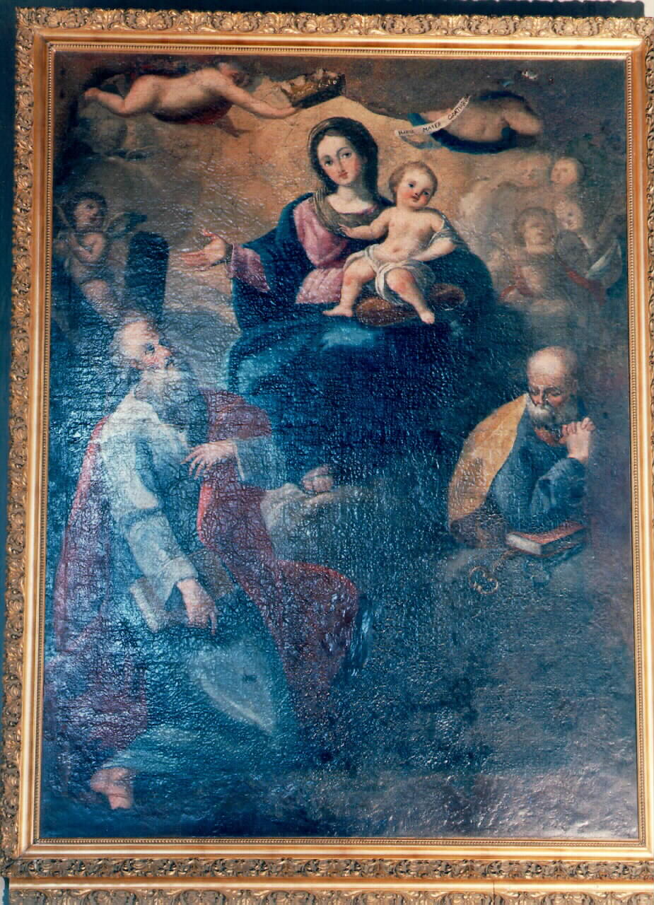 Madonna con Bambino tra San Pietro apostolo e Sant'Andrea apostolo (dipinto) - ambito siciliano (Seconda metà sec. XVIII)