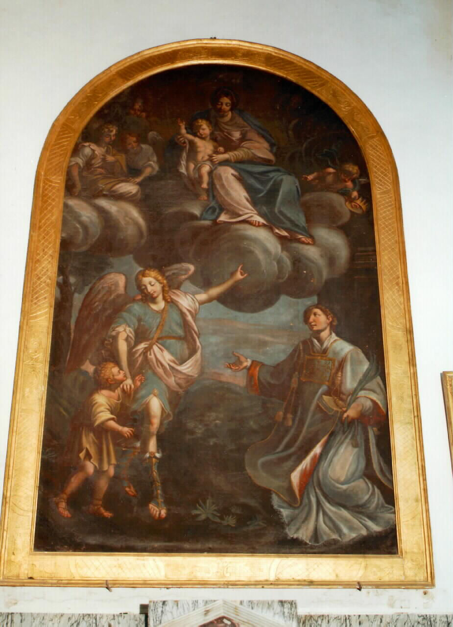 Madonna con Bambino, angelo custode e santo (dipinto) - ambito siciliano (Seconda metà sec. XVIII)