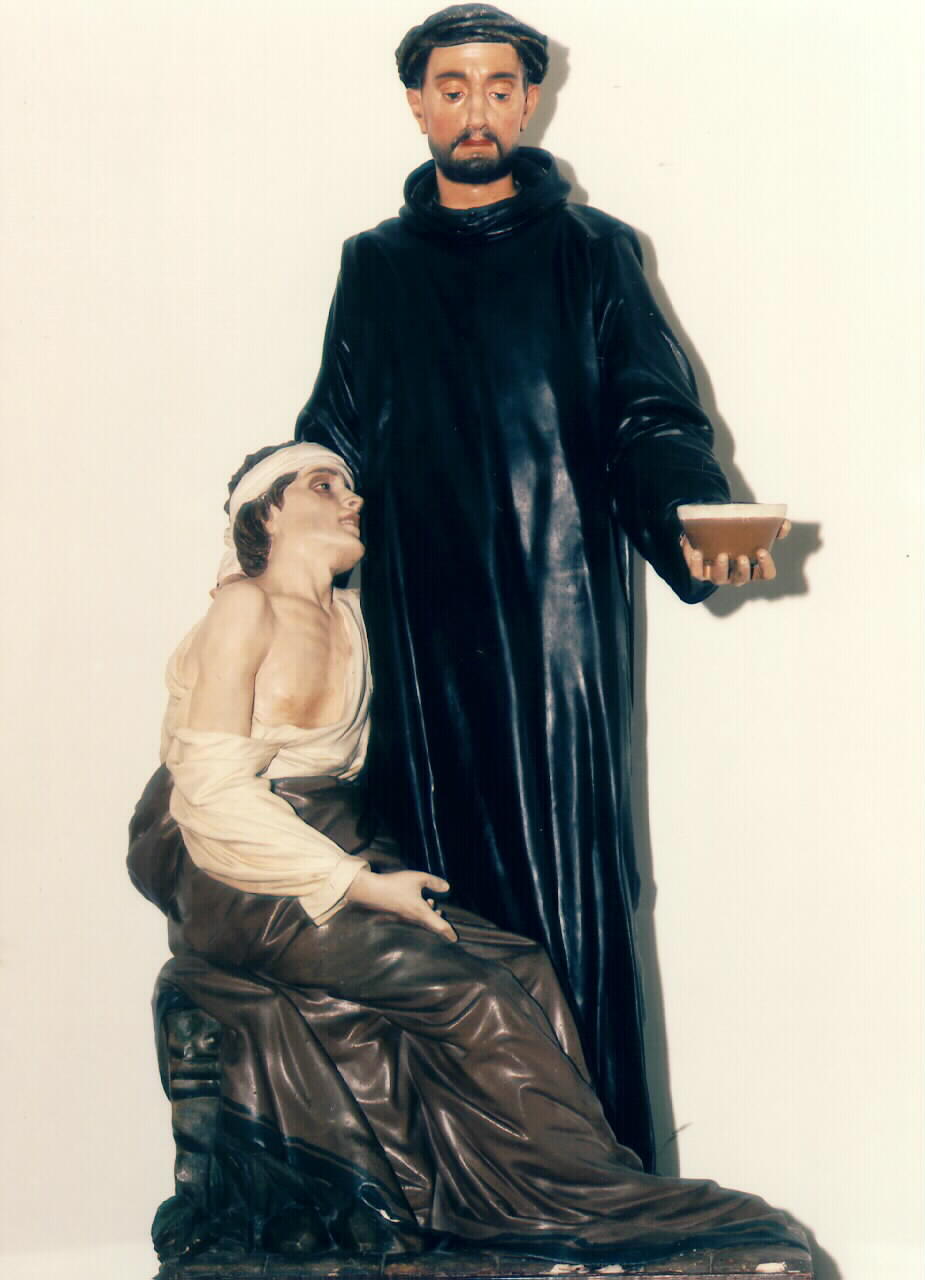 San Giovanni di Dio aiuta un infermo (gruppo scultoreo) - ambito siciliano (sec. XX)