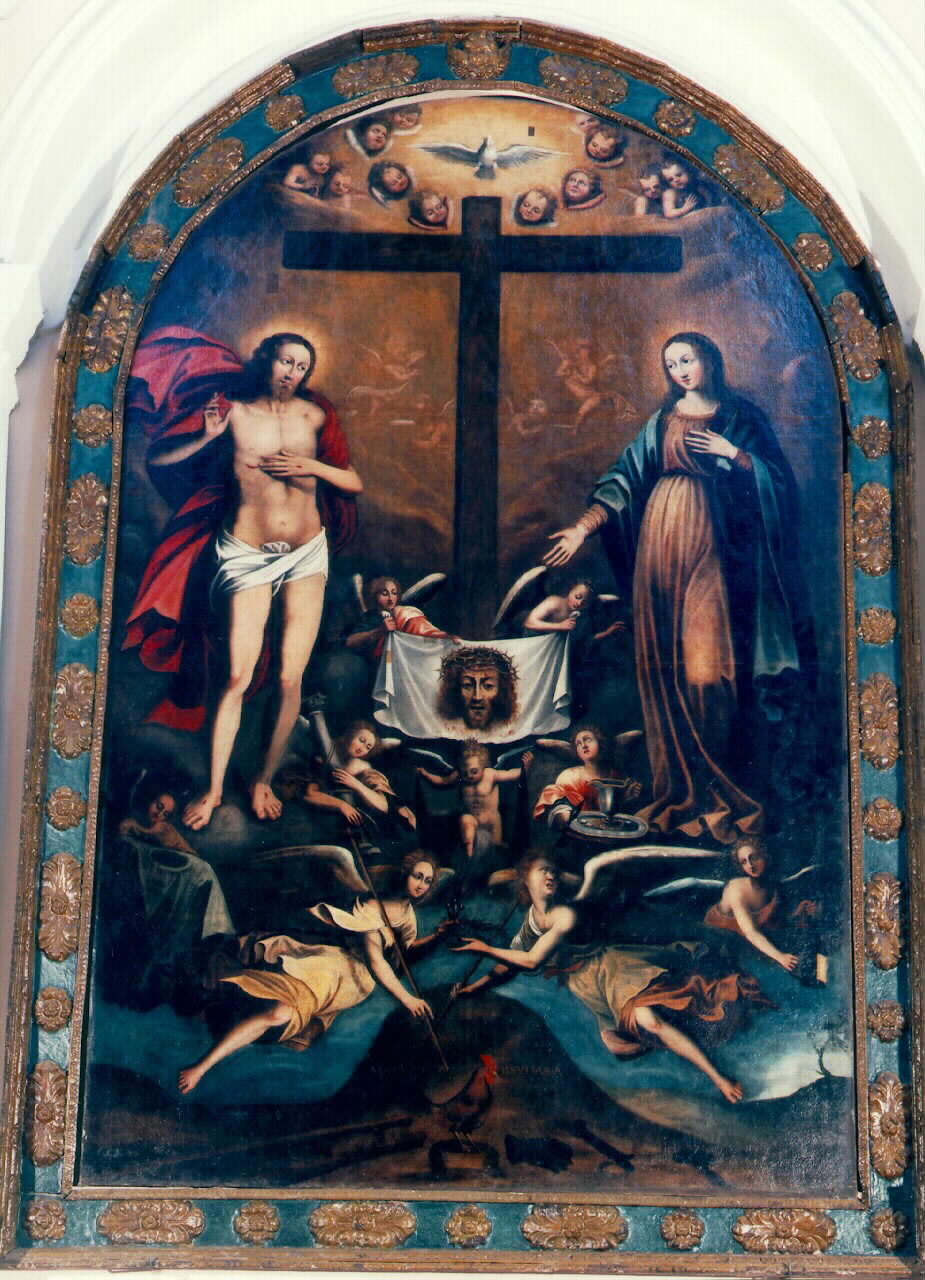 Cristo e la Madonna tra i simboli della Passione (dipinto) - ambito siciliano (Prima metà sec. XVII)