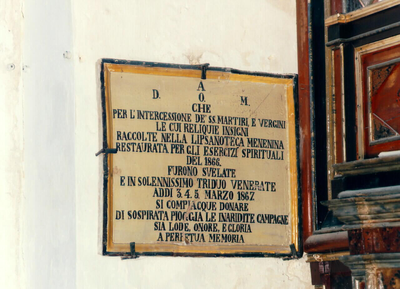 targa con iscrizione - ambito siciliano (sec. XIX)