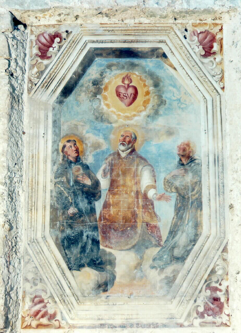 Santo in gloria con Sant'Antonio da Padova e frate francescano (dipinto murale) - ambito siciliano (Prima metà sec. XIX)