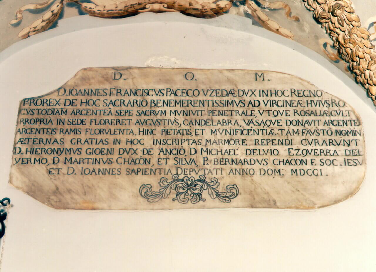 lapide commemorativa - ambito siciliano (sec. XVIII)