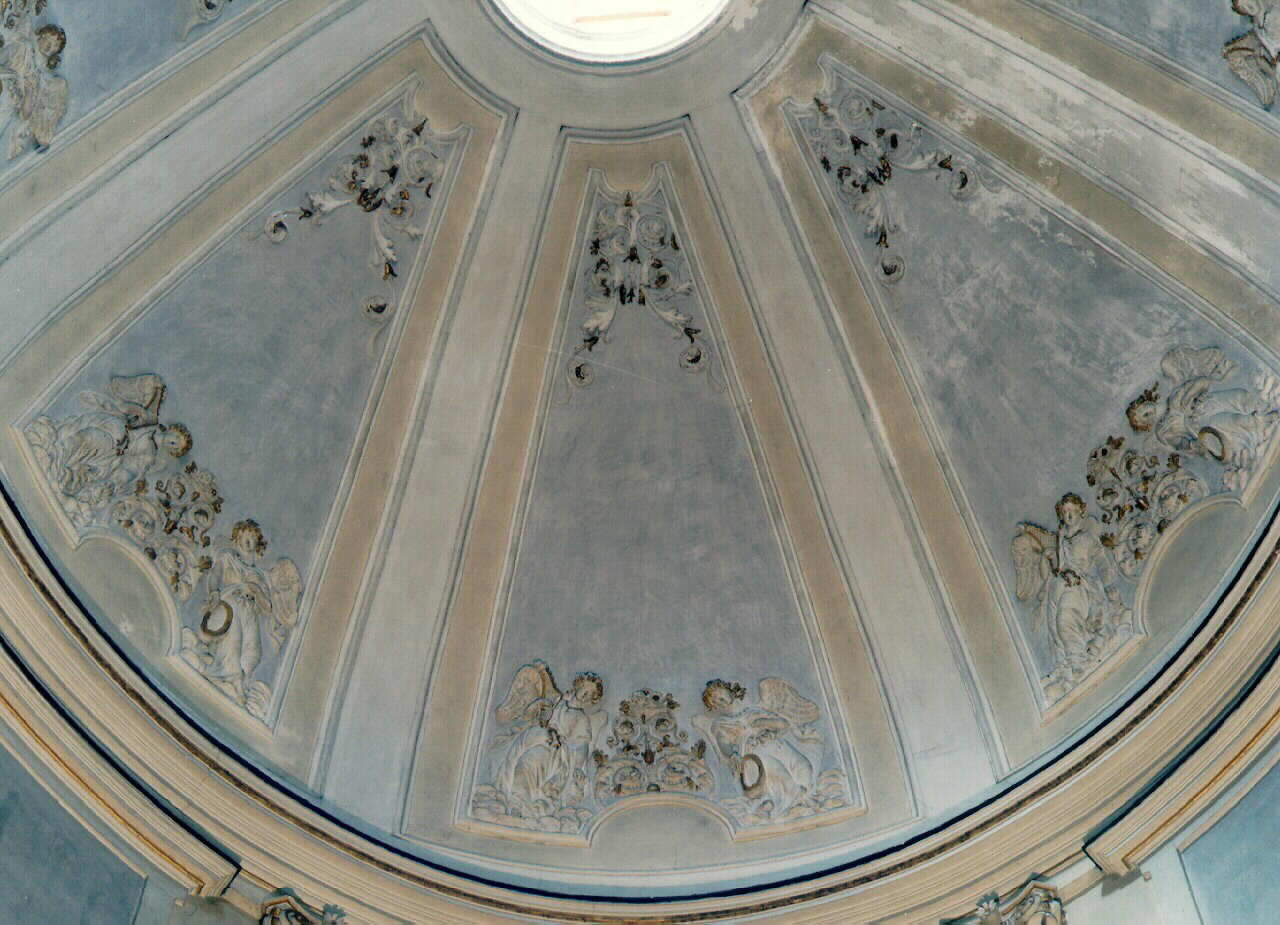 angeli musicanti e motivi fitomorfi (decorazione a rilievo, serie) - ambito siciliano (ultimo quarto sec. XIX)