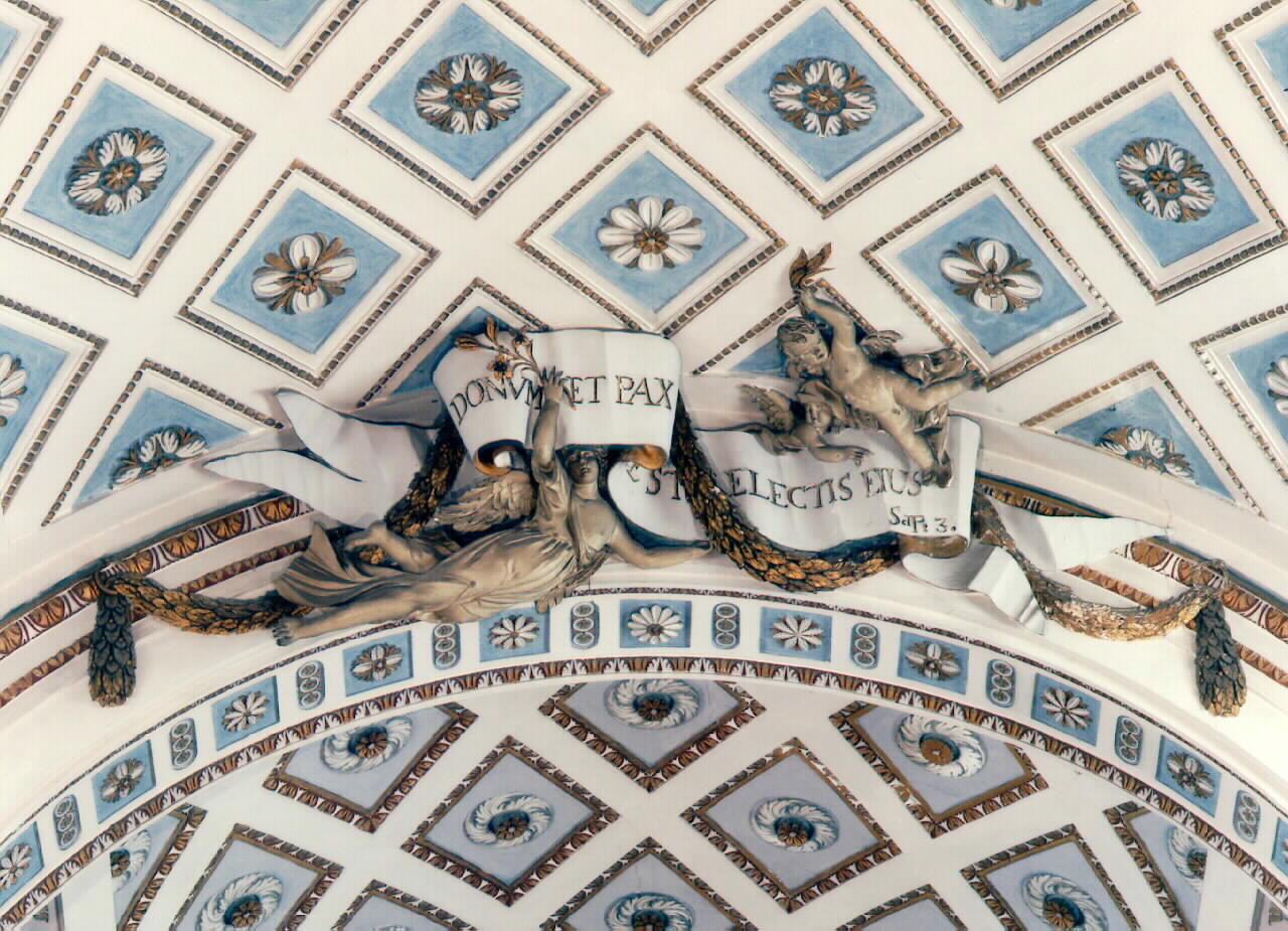 angeli reggicartiglio (rilievo) - ambito siciliano (Seconda metà sec. XIX)