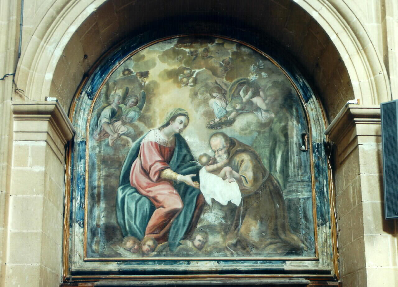 San Felice da Cantalice riceve Gesu' Bambino dalla Madonna (dipinto) - ambito siciliano (sec. XVII)