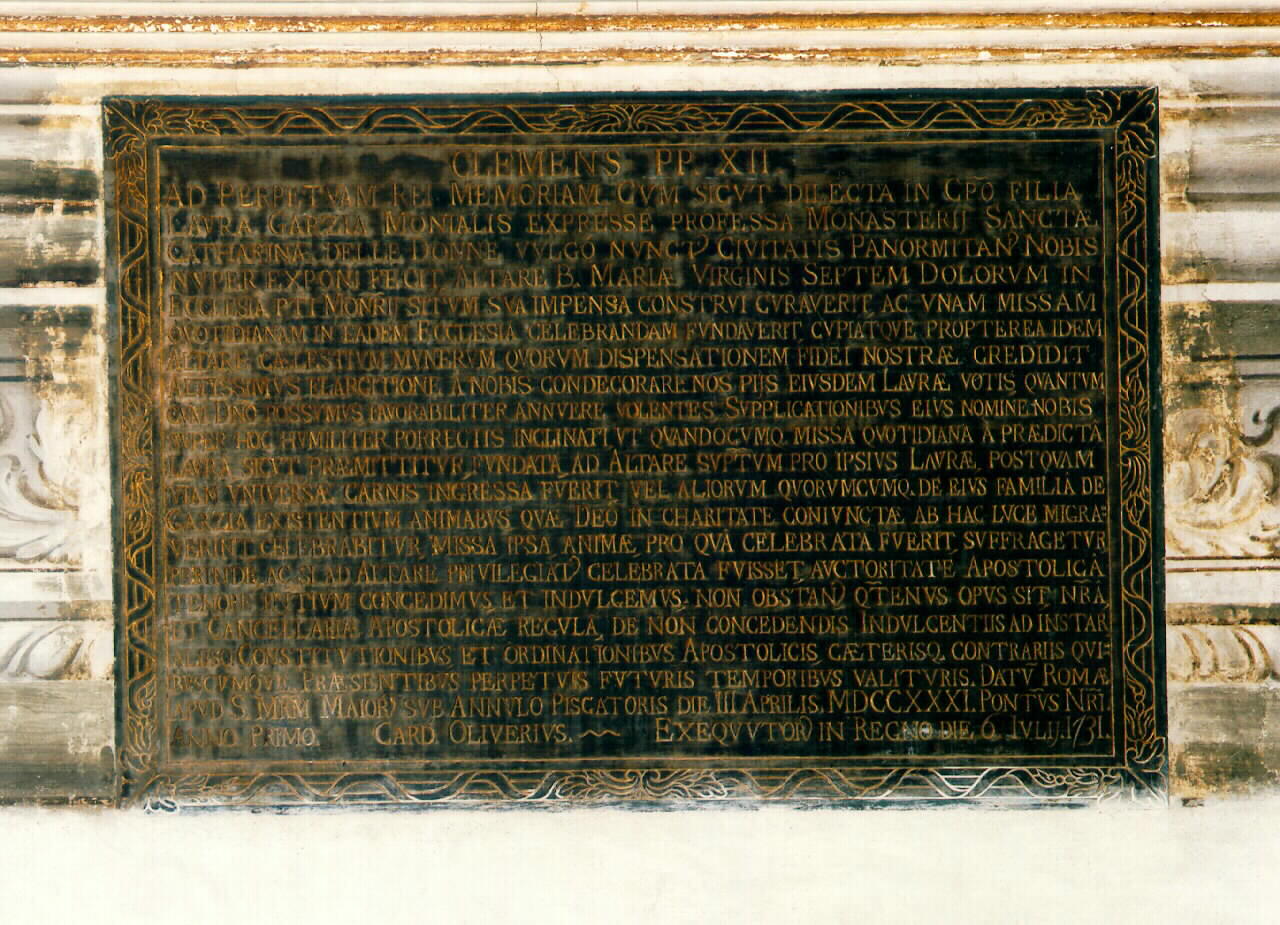 lapide - ambito siciliano (sec. XVIII)