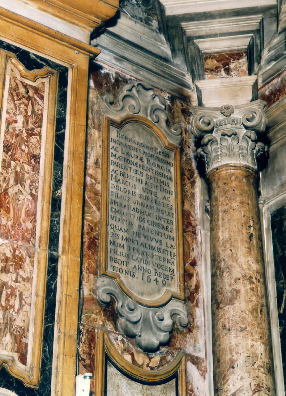 lapide commemorativa - ambito siciliano (sec. XVII)