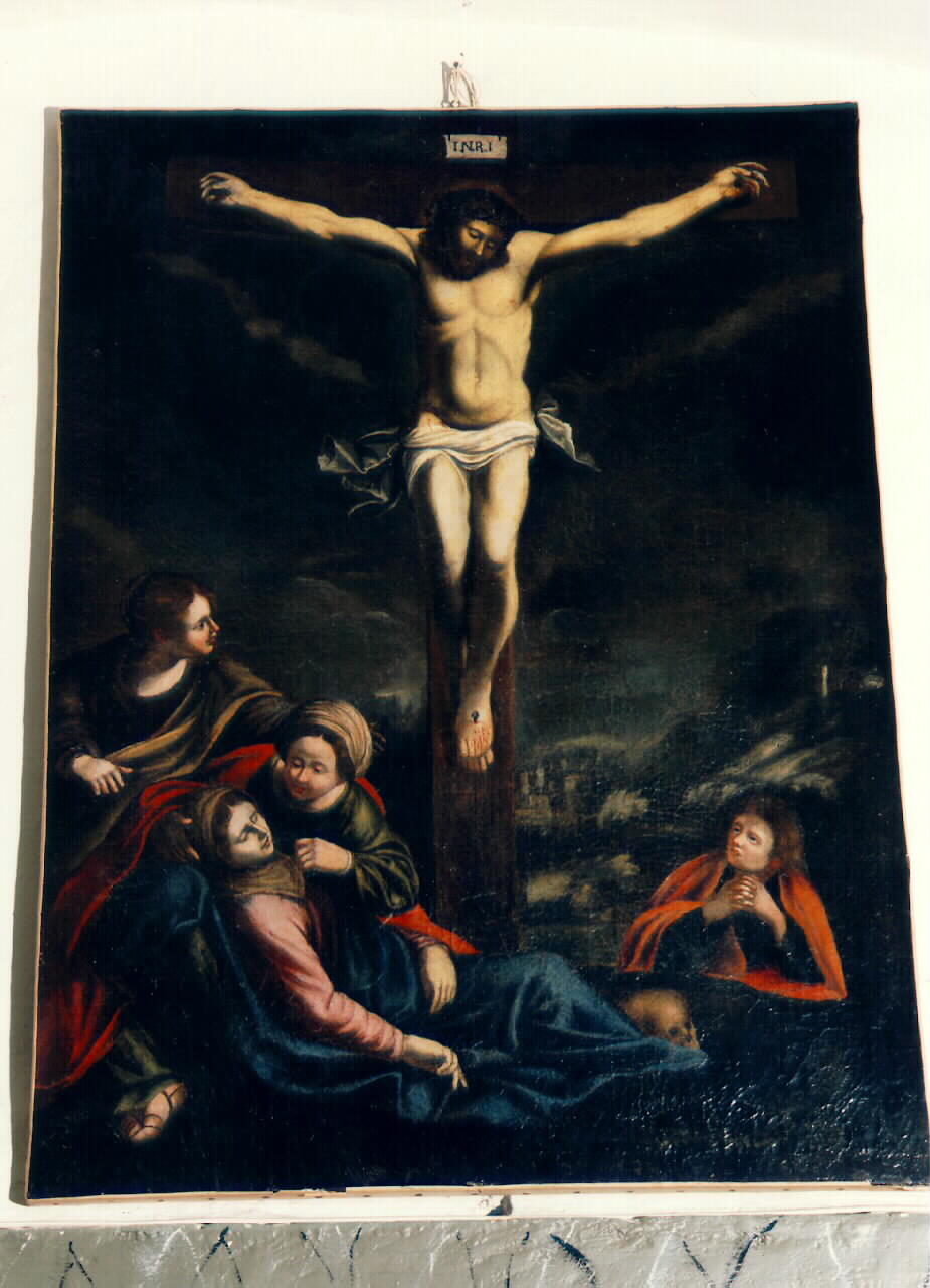 Cristo crocifisso con la Madonna, le pie donne e San Giovanni evangelista (dipinto) - ambito siciliano (sec. XVIII)