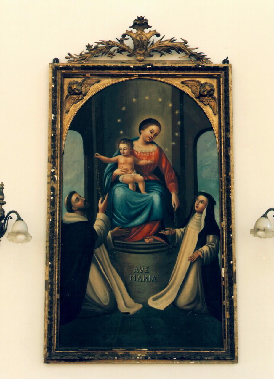 Madonna del Rosario tra San Domenico e Santa Caterina da Siena (dipinto) - ambito siciliano (sec. XVIII)