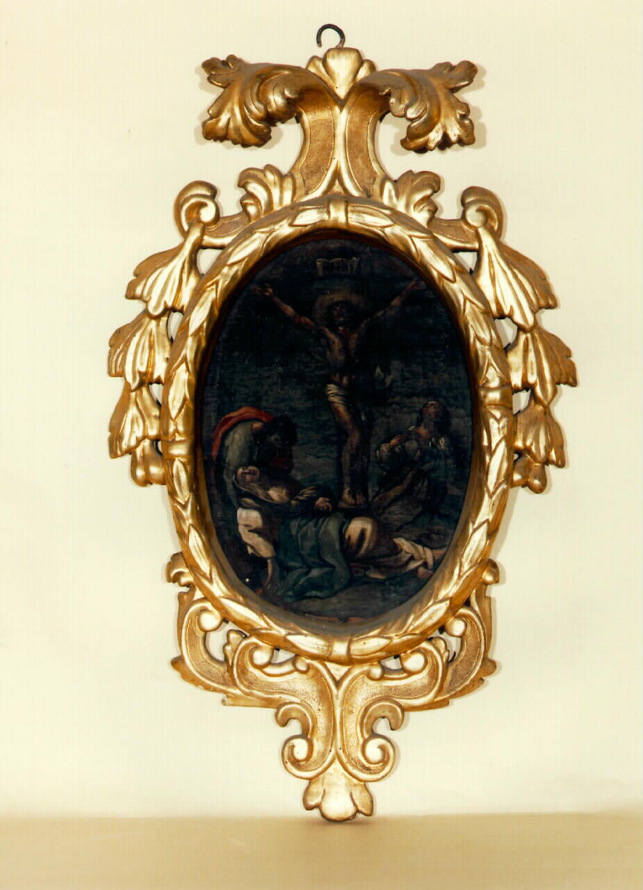 crocifissione di Cristo con la Madonna, San Giovanni evangelista e Santa Maria Maddalena (dipinto) - ambito siciliano (sec. XVIII)