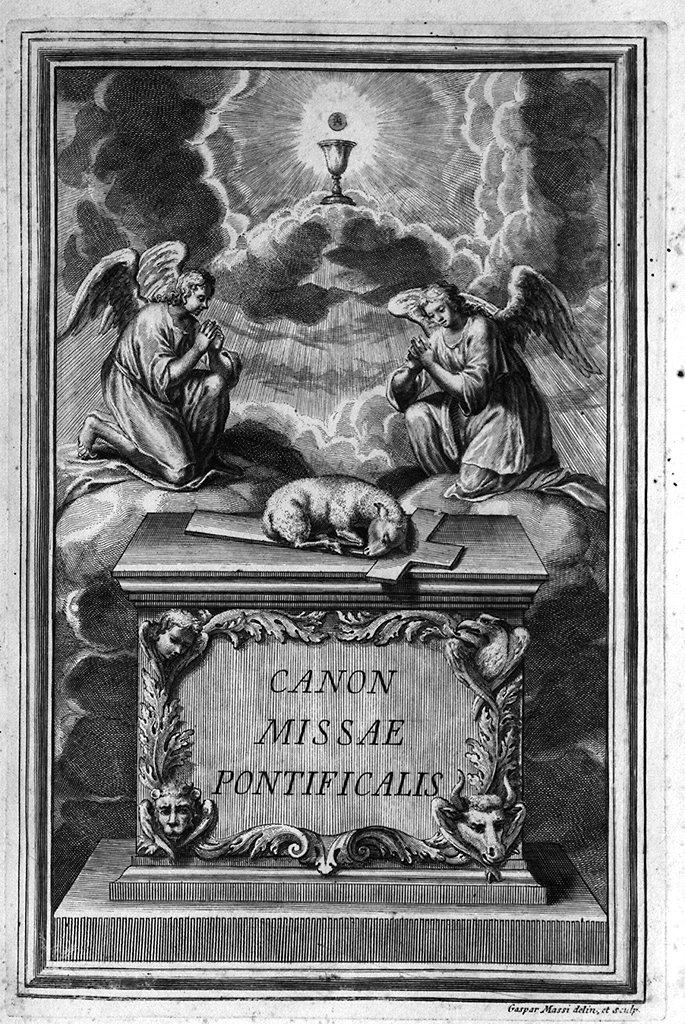 angeli adoranti il calice eucaristico (stampa) - ambito italiano (prima metà sec. XVIII)