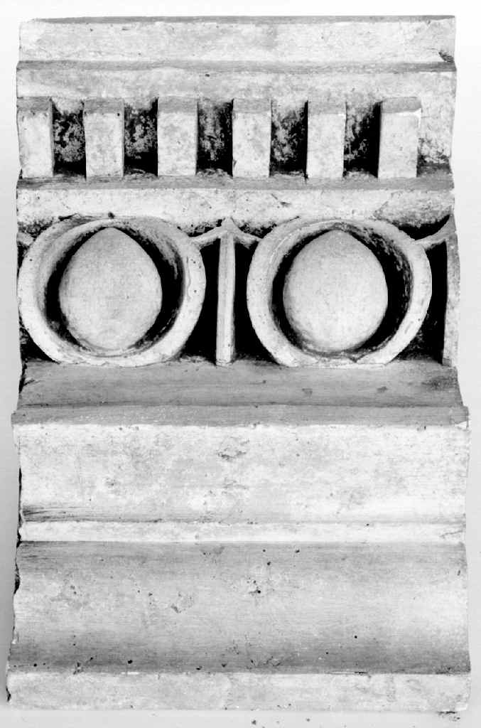 motivo decorativo a ovoli e dentelli (cornice architettonica, frammento) - ambito fiorentino (secc. XIX/ XX)