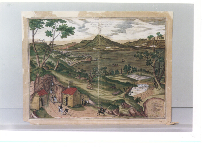 veduta di Napoli da Posillipo (stampa a colori) di Hoefnagel Georg (sec. XVII)