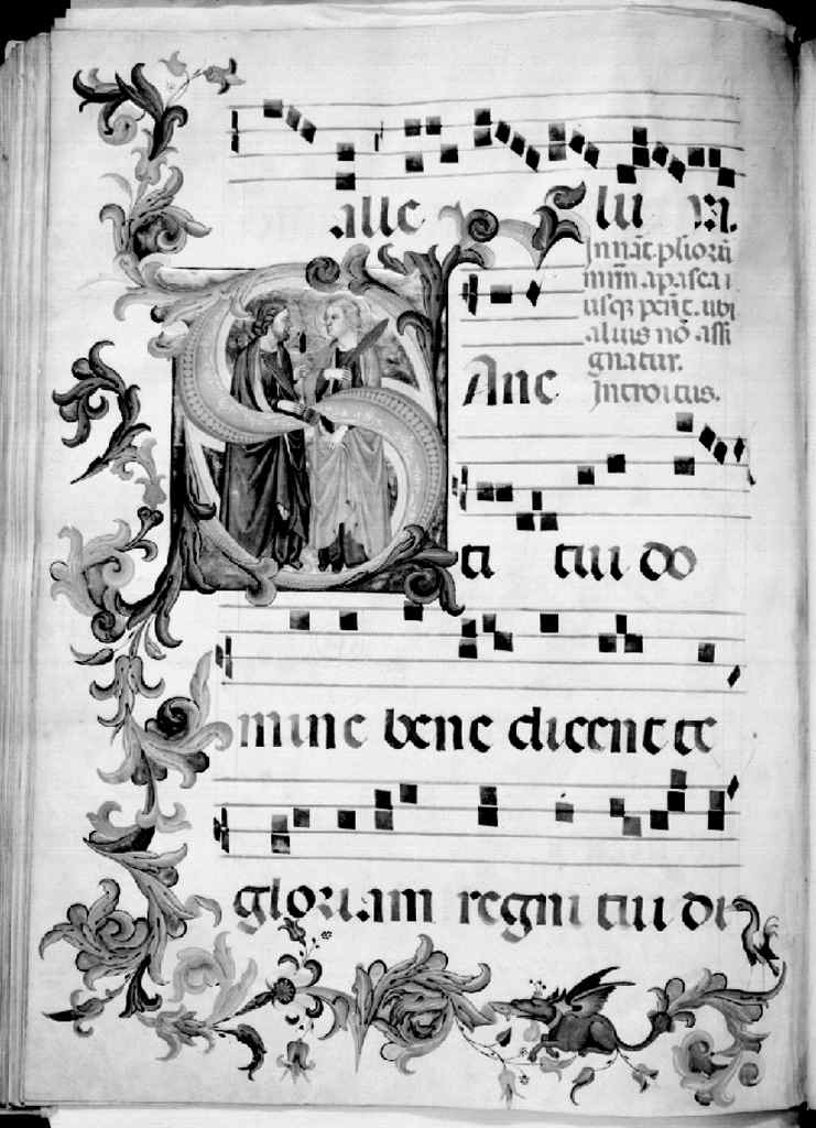 Santi martiri, lettera S (miniatura) di Simone Camaldolese (e aiuti) (sec. XIV)