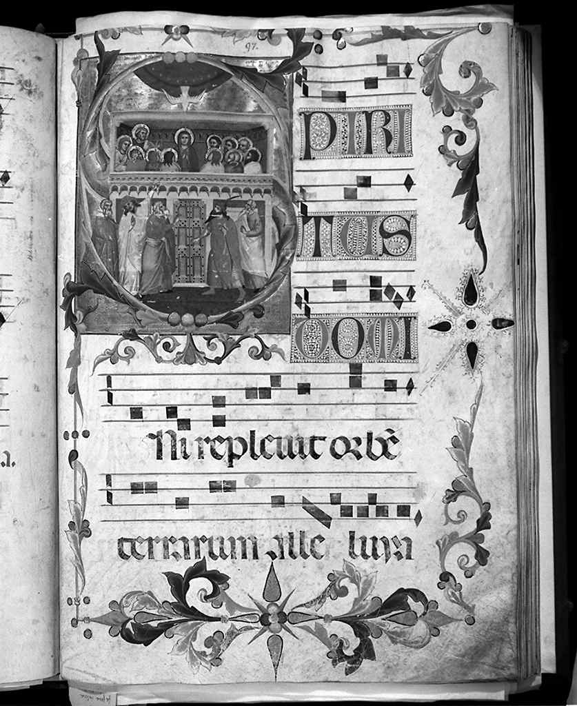pentecoste, lettera S (miniatura) di Simone Camaldolese (e aiuti) (sec. XIV)