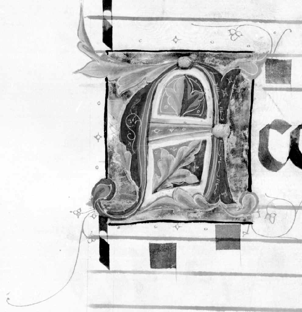 lettera A (miniatura) di Simone Camaldolese (cerchia) (sec. XIV)