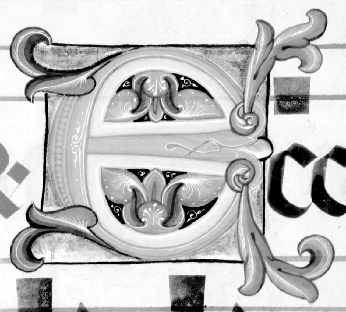 lettera E (miniatura) di Simone Camaldolese (e aiuti) (sec. XIV, sec. XIV)
