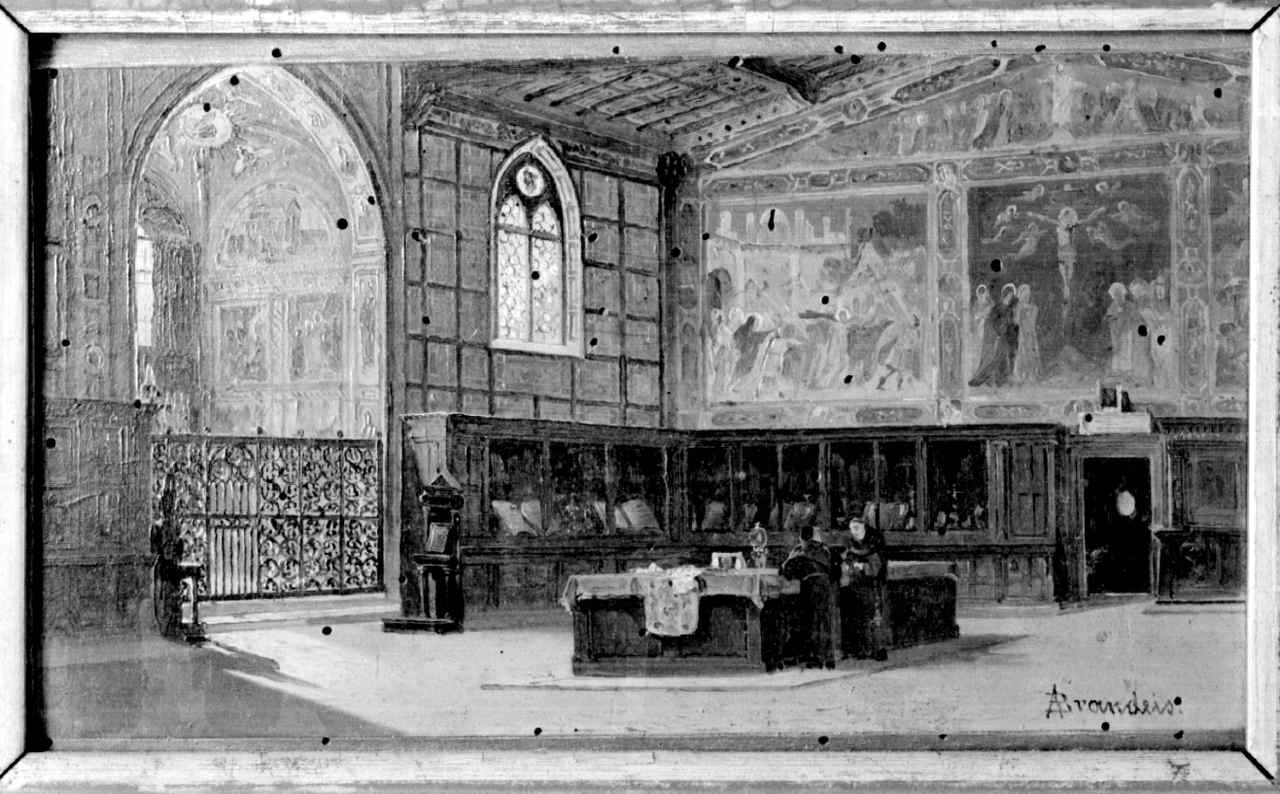 veduta della sagrestia della chiesa di S. Croce a Firenze (dipinto) di Brandeis Antonietta (sec. XIX)