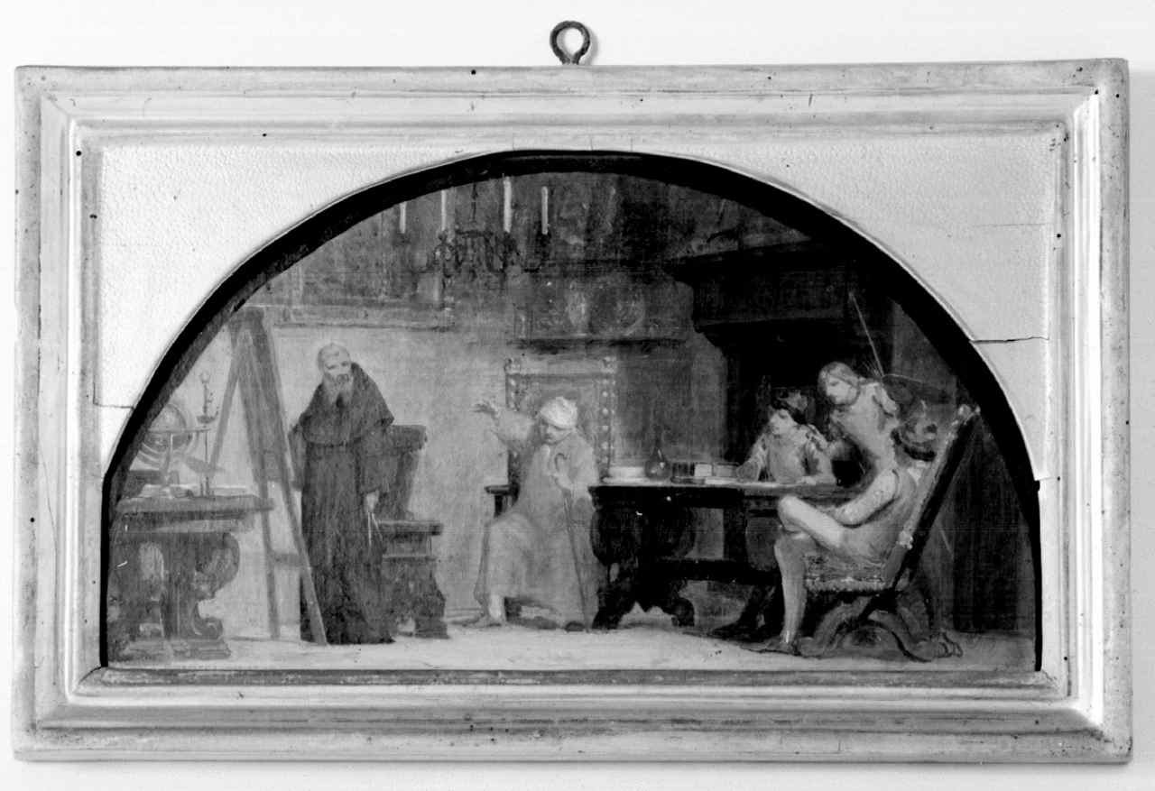 Piero della Francesca detta le regole della geometria a Luca Pacioli (dipinto) di Tricca Angiolo (sec. XIX)