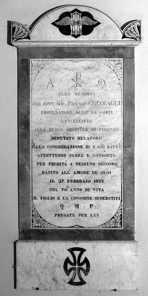 lapide tombale - produzione toscana (sec. XIX)