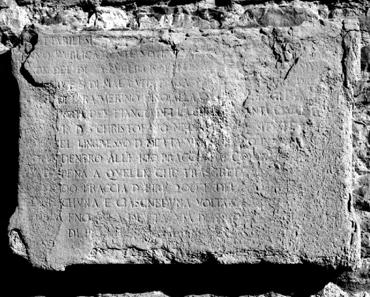 lapide prescrittiva - produzione fiorentina (secc. XVII/ XVIII)