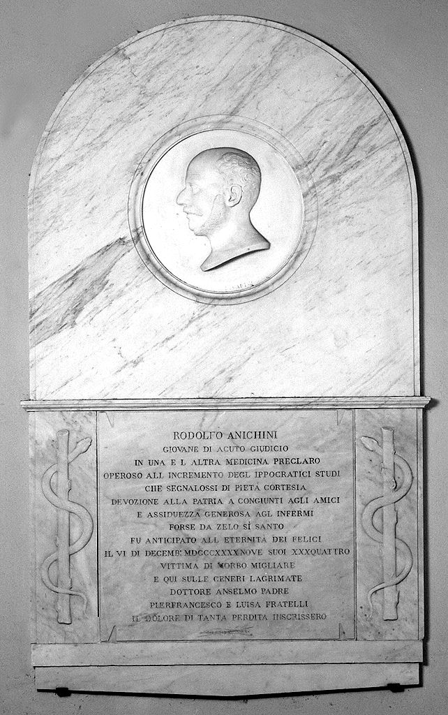 ritratto di profilo di Rodolfo Anichini (stele funeraria) di Cartei Luigi (metà sec. XIX)