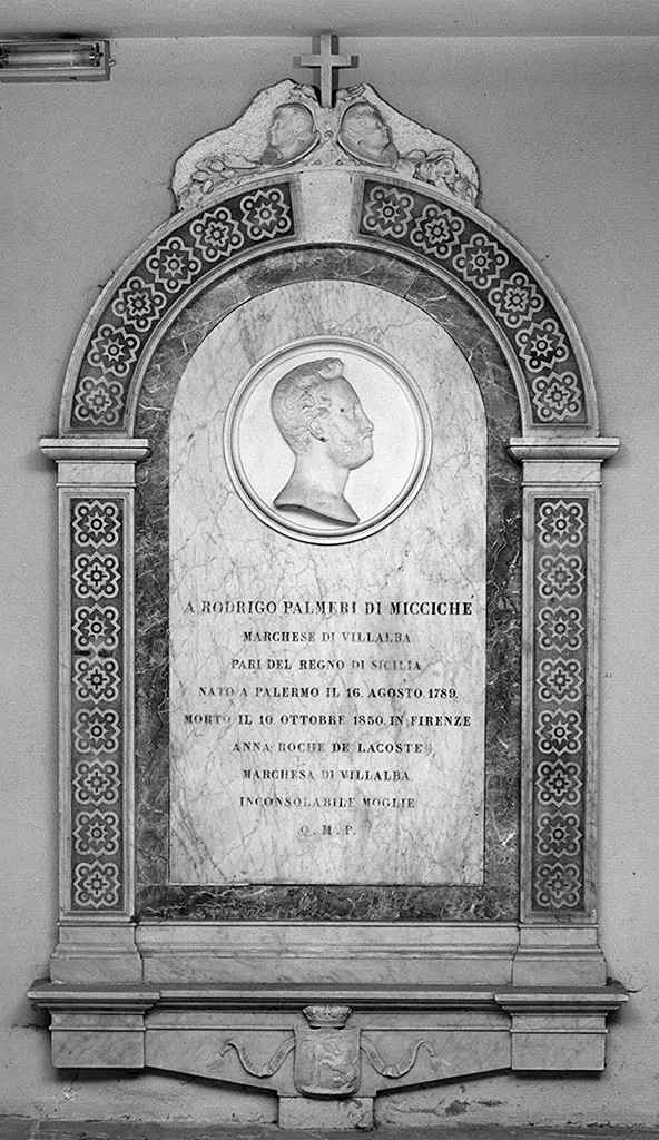 ritratto di profilo di Rodrigo Palmeri di Miccichè (monumento funebre) di Cartei Luigi (sec. XIX)