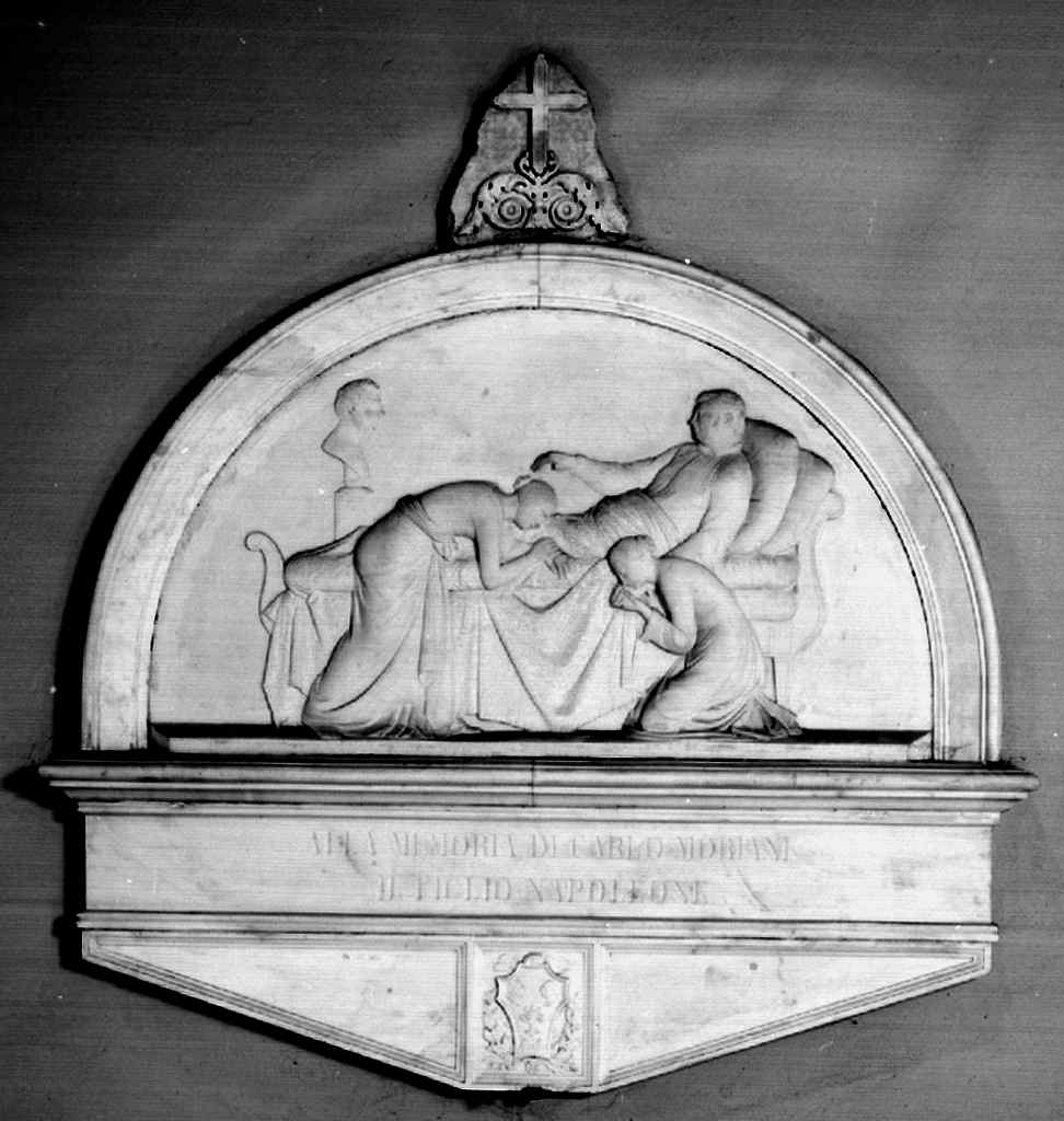 Carlo Moriani è assistito dalle figlie sul letto di morte (cenotafio) - ambito toscano (sec. XIX)
