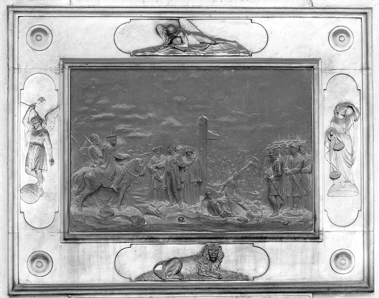 Stanislao Bechi fucilato dall'esercito russo e la Giustizia, il Tempo e la Fortuna (lapide commemorativa) di Lenartowicz Teofil (sec. XIX)