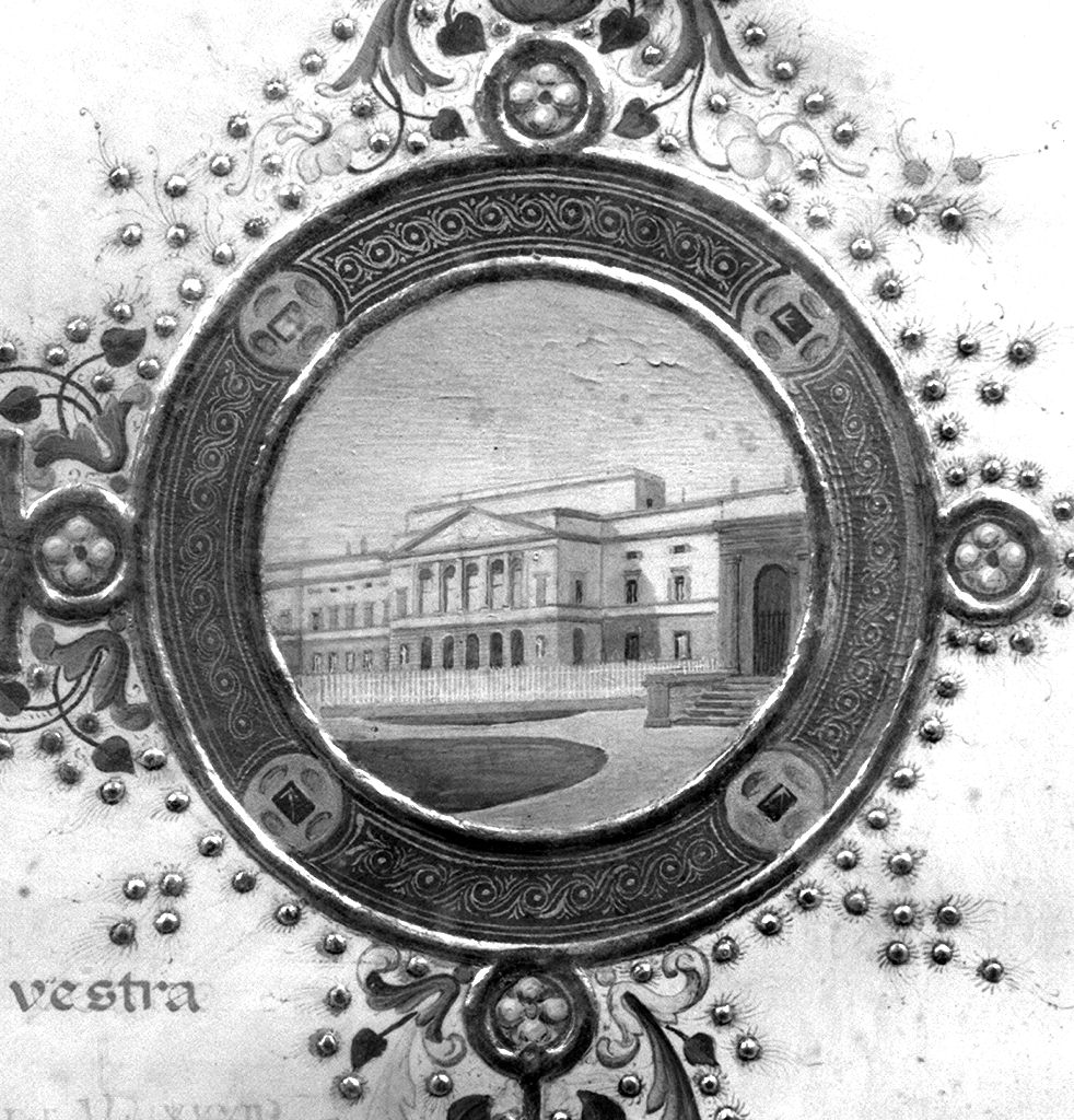 annunciazione/ ritratto di Luisa Mancini/ vedute del Poggio Imperiale (miniatura, serie) - ambito toscano (sec. XIX)
