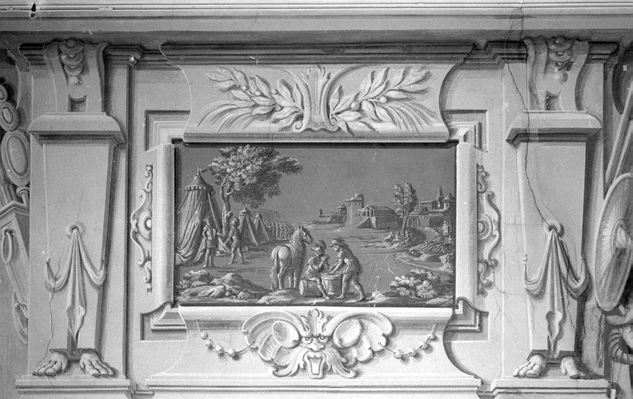 finte nicchie con busti di uomini illustri e motivi architettonici (dipinto, complesso decorativo) - ambito fiorentino (sec. XVIII)