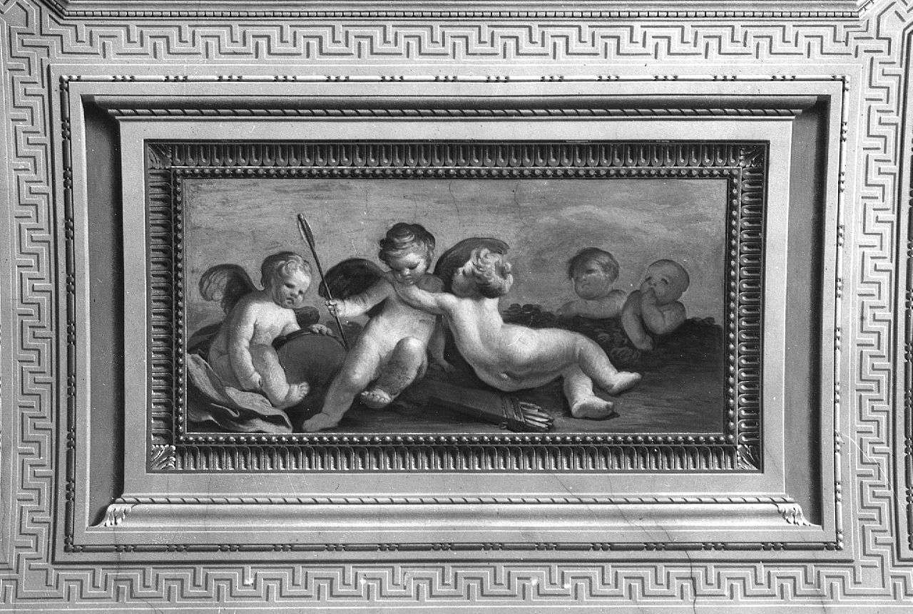 motivi decorativi vegetali a festoni con nastri e putti (dipinto, ciclo) di Gherardini Tommaso (sec. XVIII)