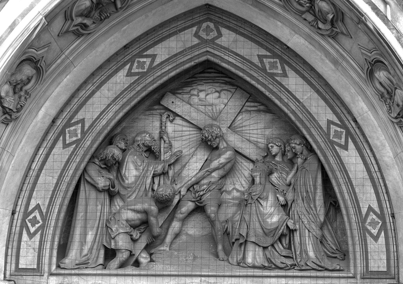 ritrovamento della vera croce (rilievo) di Sarrocchi Tito (sec. XIX)