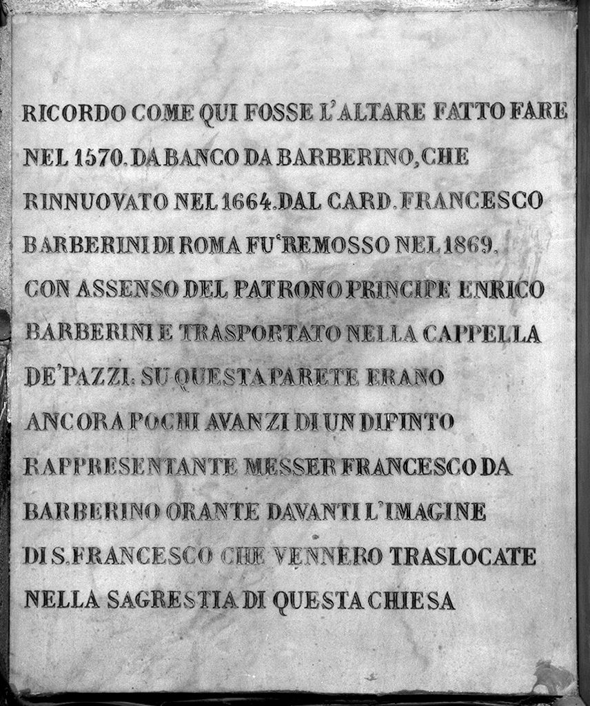 lapide documentaria - produzione fiorentina (sec. XIX)