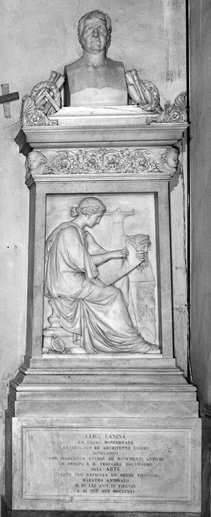 ritratto di Luigi Canina e allegoria dell'architettura (monumento funebre) di Matas Niccolò (sec. XIX)