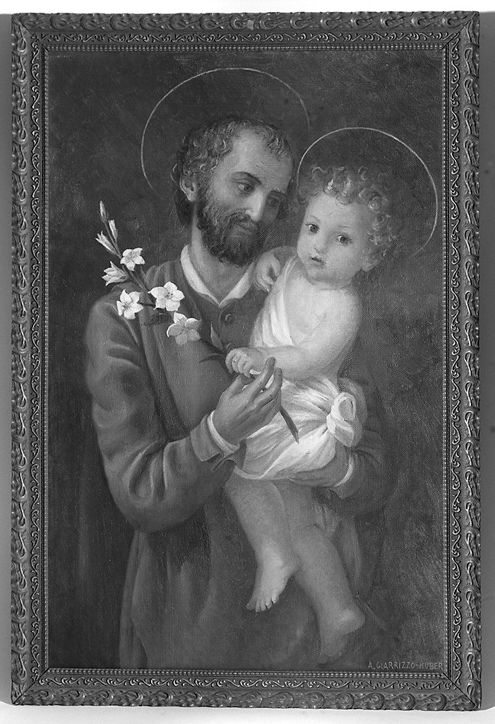San Giuseppe e Gesù Bambino (dipinto) di Giarrizzo Huber A (seconda metà sec. XIX)