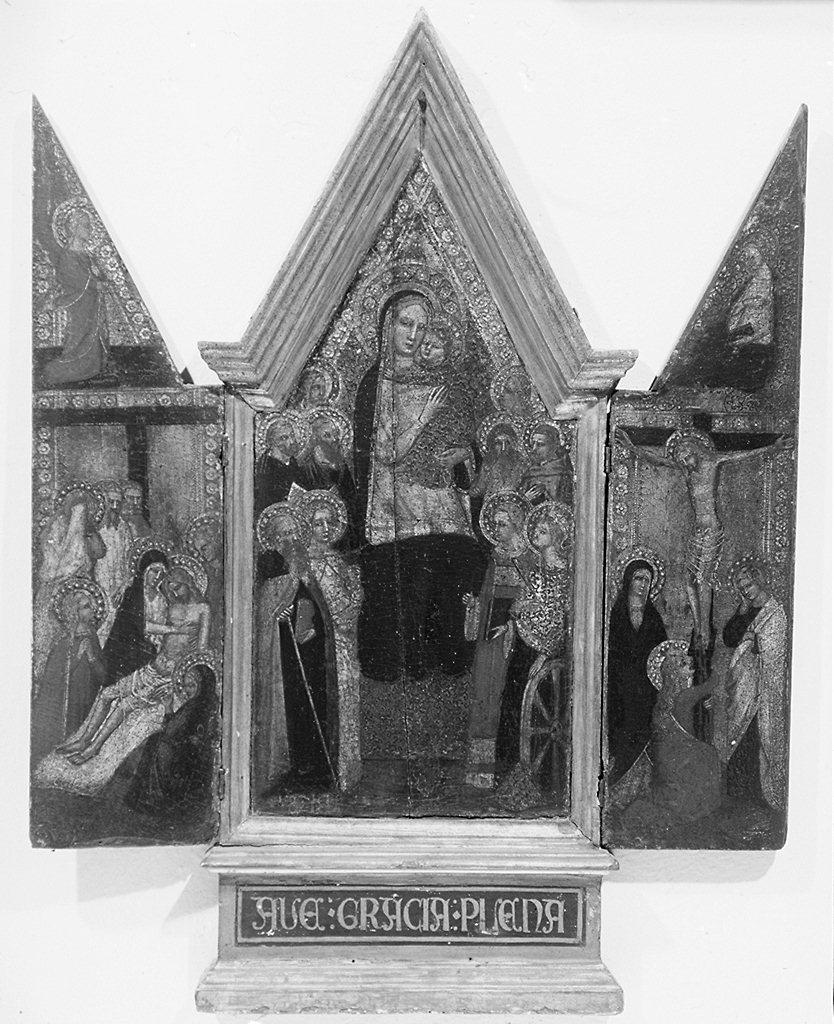 Madonna in trono e Santi / crocifissione e deposizione di Cristo (oratorio domestico) di Niccolò di Tommaso (seconda metà sec. XIV)