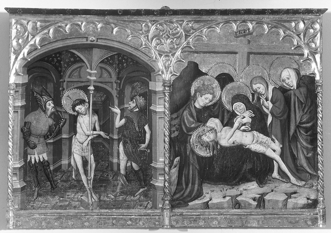 Cristo alla colonna/ deposizione di Cristo (dittico) - ambito spagnolo (sec. XV)