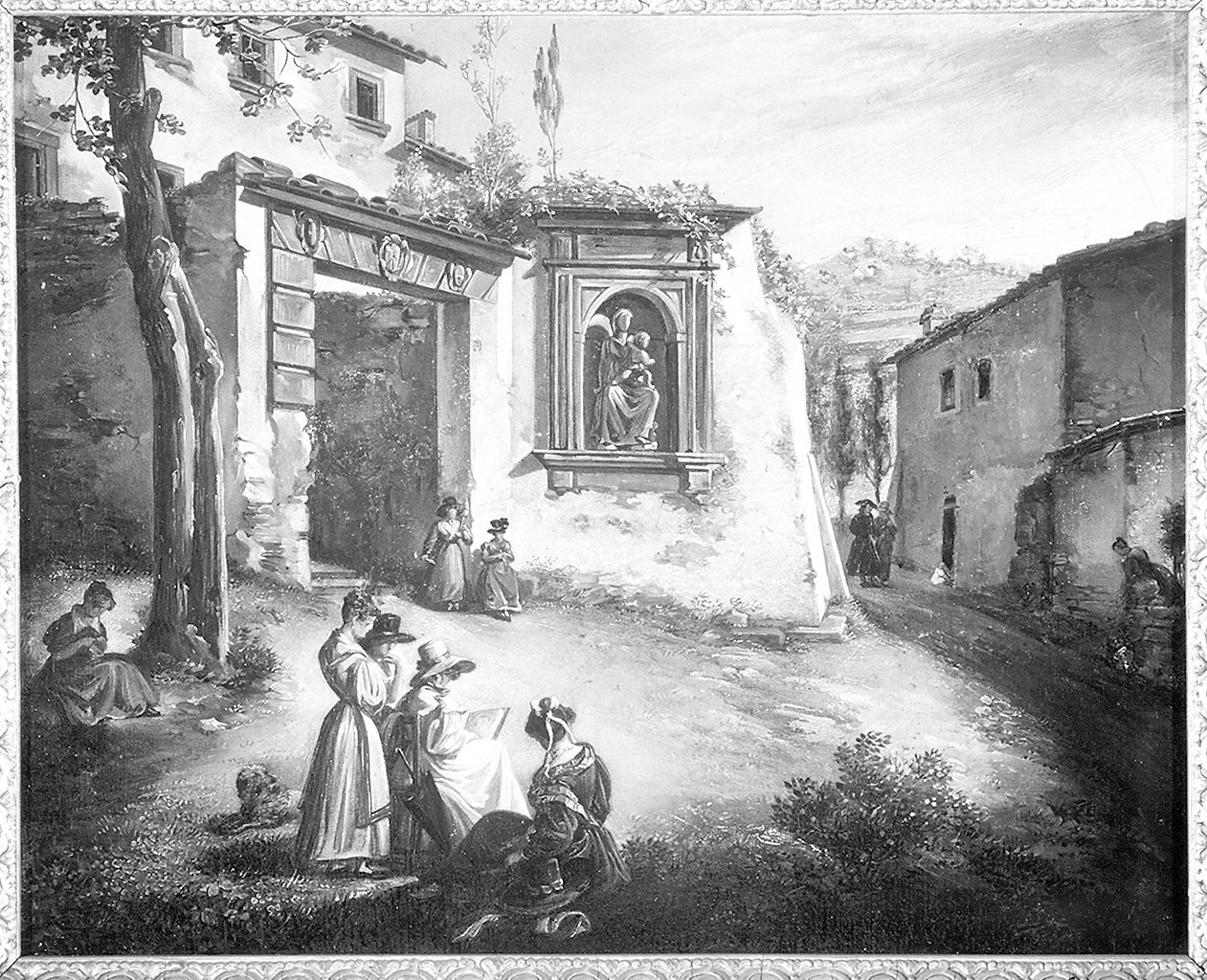 scena campestre con figure (dipinto) - ambito toscano (secondo quarto sec. XIX)