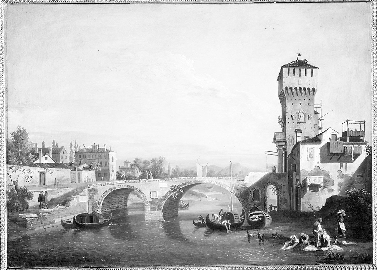 paesaggio fluviale (dipinto) - ambito italiano (seconda metà sec. XVIII)